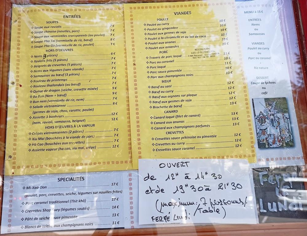 Restaurant Les 3 Bonheurs - Menu Image 1